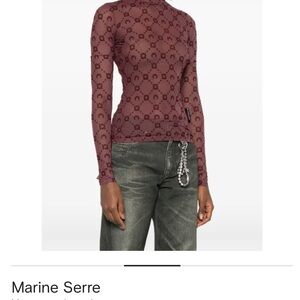 Marine Serre Maroon Patterned Long Sleeve Top